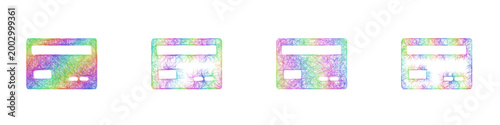 Multicolored sketch debit card payment icon design set