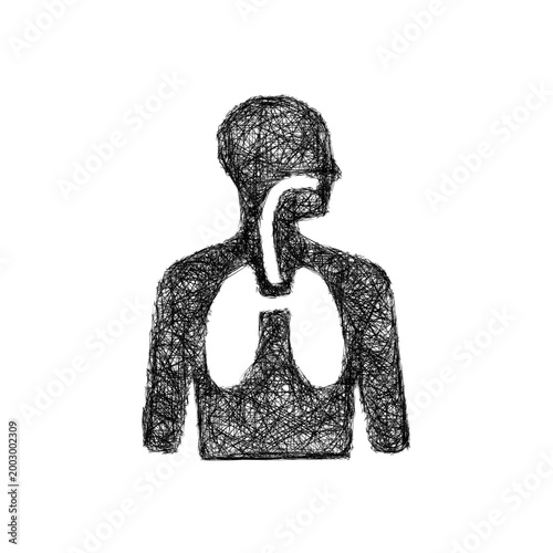 Sketch respiratory system icon design