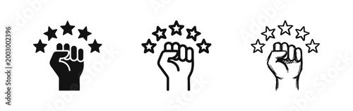 Power and Victory Icon Set - Strength, Success, and Achievement Symbols