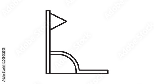 Soccer corner kick flag icon for football field markings represented in simple black line art style.