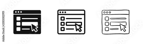 Web Browser with Selection List and Cursor Icon Set