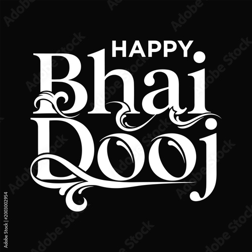 Happy Bhai Dooj festival greeting card with white text on solid color background