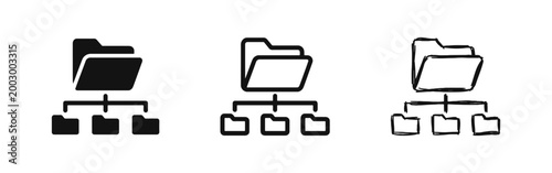 File Folder Hierarchy and Data Organization Icons Set - Directory Structure Design