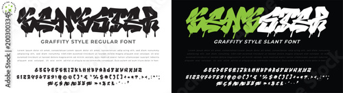 Gangster graffiti font regular and italic dripping letters

