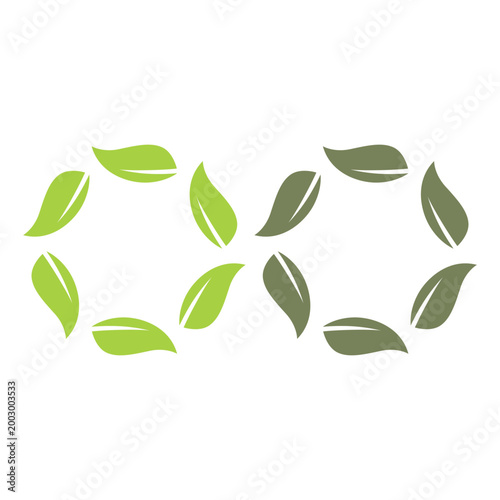 GREEN LEAVES SIGN SYMBOL LOGO VECTOR ISOLATED ON WHITE
