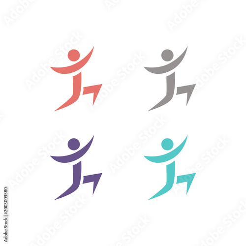 COLORFUL PEOPLE LOGO SET ISOLATED ON WHITE