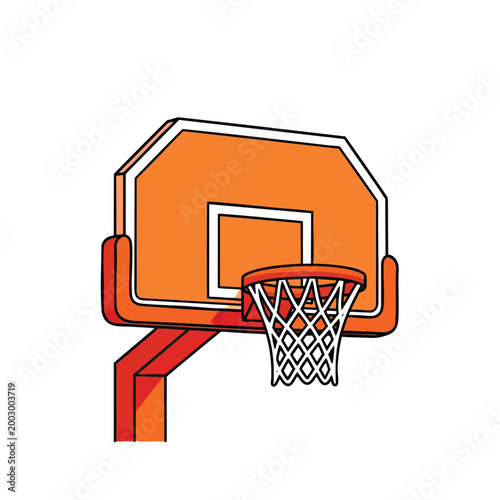 Illustration of a professional basketball hoop and backboard isolated on white.
