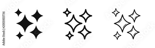 Sparkle and Shiny Stars Icons Set - Magic Glow and Cleaning Symbols