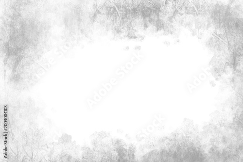 Gray grunge frame with watercolor splatter, distressed artistic border on white background PNG