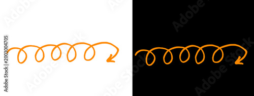 Curved Orange Neon Arrow Loop Pattern on Black Background with Clean White Space Minimal Abstract Motion Graphic Design
