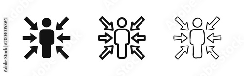 Focus on Person Icon Set - Solid, Outline, and Hand-Drawn Sketch Styles