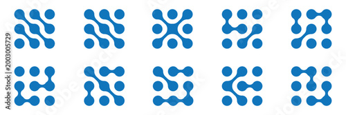 Connected liquid or nano dots pattern with vanishing effect. Disappearing organic amorphous shapes texture. Linked metaballs, molecules or cells transition background. Vector graphic illustration