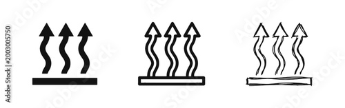 Konstfotografi Heat convection airflow icon set, warm temperature rising steam symbol