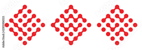 Diagonal metaball connected circles shape. Abstract nerve cell dots or computer nano net . Abstract liquid shapes icon set vector, blue gradient blobs and fluid geometric elements, modern organic form