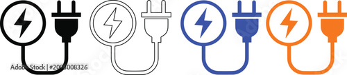 Photos Electrical plug silhouettes a variety of connector types and colors