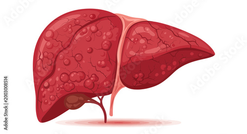 Human Liver Anatomy Illustration, Diseased Organ, Medical Science Concept