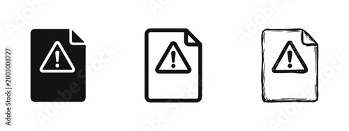 Warning file icons showing document with exclamation mark triangle
