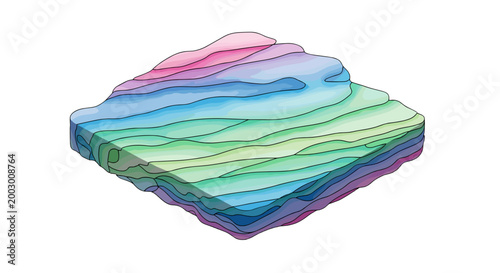 Colorful layered abstract shape with smooth curves