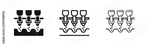 Photography Agricultural seed planter icons for farming and soil cultivation