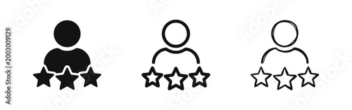 Customer rating icons showing user profile with achievement stars