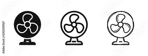 Electric desk fan icons representing cooling and ventilation air flow