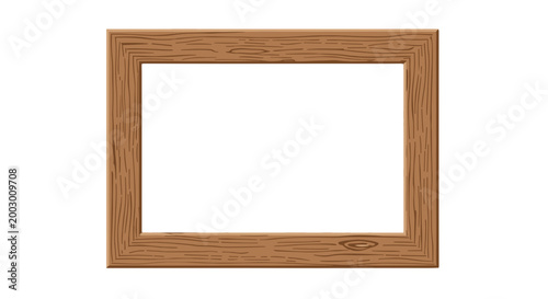 Empty wooden picture frame with natural finish