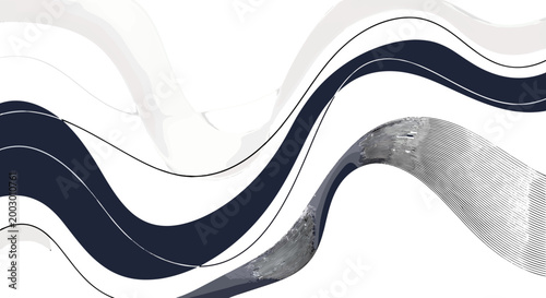 Abstract black and white flowing wave design