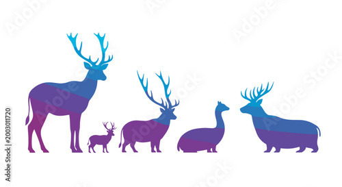 Collection of various deer silhouettes
