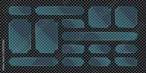 Transparent UI Component Kit with Rounded Panels and Buttons