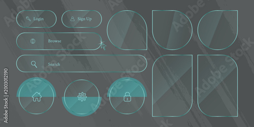 Glassmorphism UI Elements Pack with Soft Glow Effects