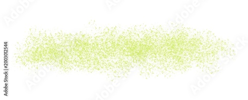 Abstract Light Green Stipple Brush Stroke and Spray Particles on White Background