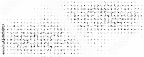 Tableau sur toile Abstract random black and grey halftone dots pattern on white background