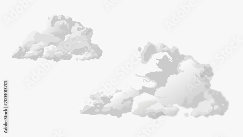 Tableau sur toile Realistic cloud formations fluffy white cumulus clouds against a plain white bac