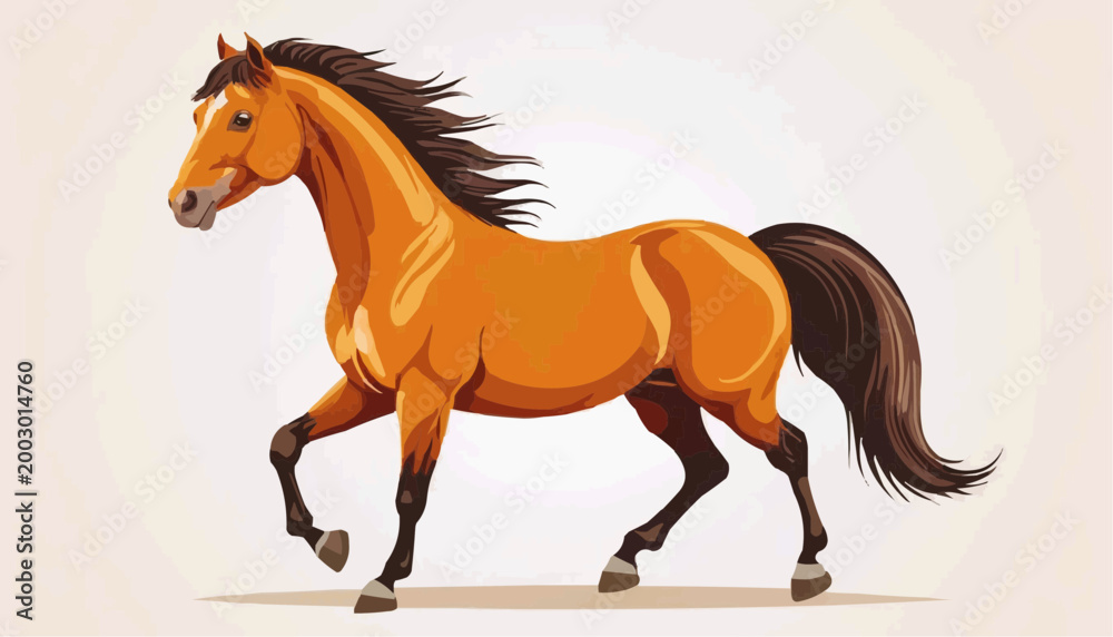 Fototapeta premium Rearing beautiful horse vector illustration. 
