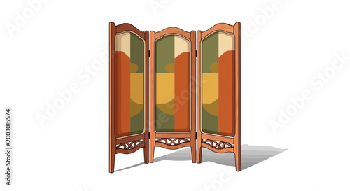 Art Nouveau folding screen room divider with floral motifs