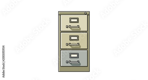Three-drawer filing cabinet, office storage, data organization icon