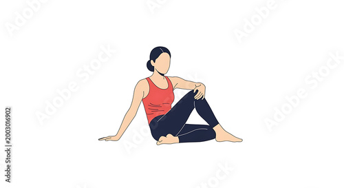 Yoga, woman stretching, exercise illustration, fitness graphics, healthy lifestyle
