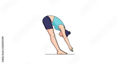 Downward facing dog, yoga pose, illustration, fitness exercise, stretching