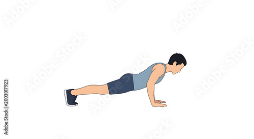 Fitness, exercise, workout, push-up, man, illustration, athletic, sports