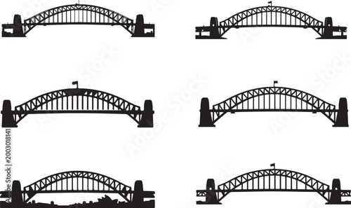 Harbour bridge on white background.
