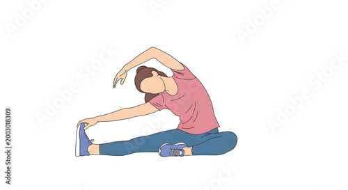 woman stretching, yoga pose, flexibility exercise, athletic stretch