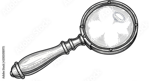 Vintage Magnifying Glass Illustration - Retro Discovery Tool