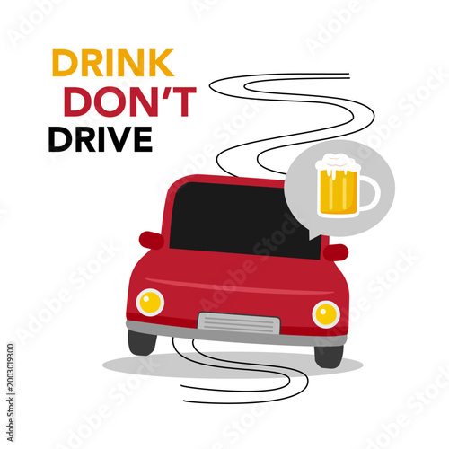 Car crash with beer glass. Don't Drink and drive concept