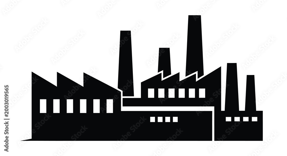 Obraz premium Factory building silhouette against a white background high quality professional