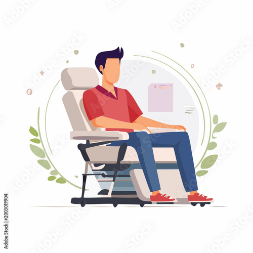 Man Sitting in Medical Chair for Blood Donation or Medical Procedure