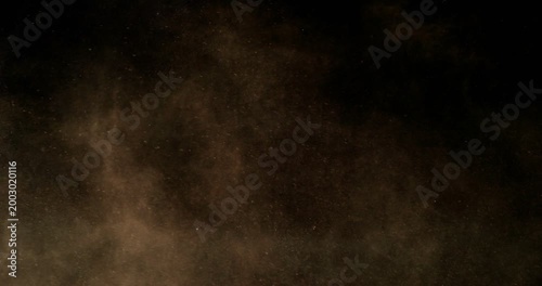 Super slow motion sandstorm and dust blizzard effect with airborne sand and fine particles, filmed at 500 fps on a high-speed camera. Isolated on black background, ideal as realistic VFX overlay.