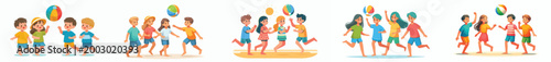 vector of happy children playing beach ball during summer