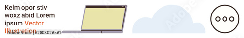 Cloud computing, data storage, digital workspace, online services, minimalism, interface design. Image of a laptop, cloud and menu icon. Cloud computing and data storage visually illustrated