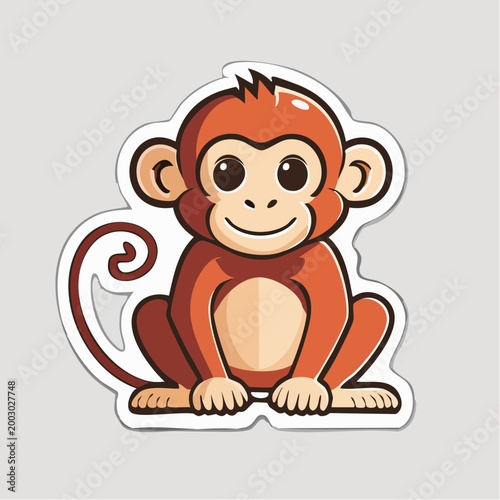 Cute cartoon monkey sticker