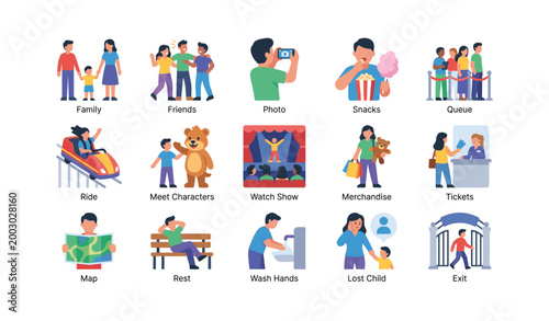 People engaging in activities and services at amusement park